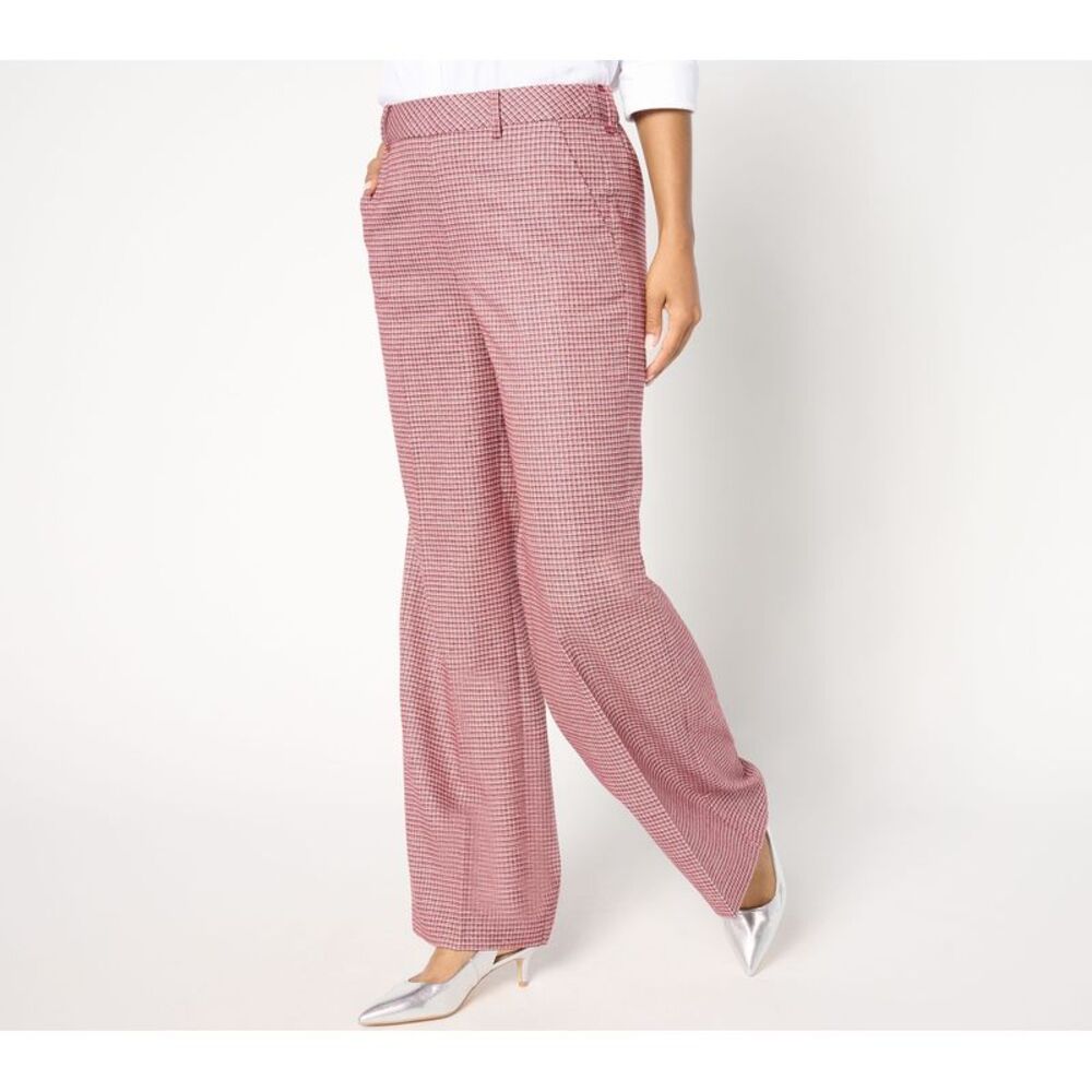 Top Knot Women's Plus Sz Pants 20 Plaid Wide Leg Shine Red A667872